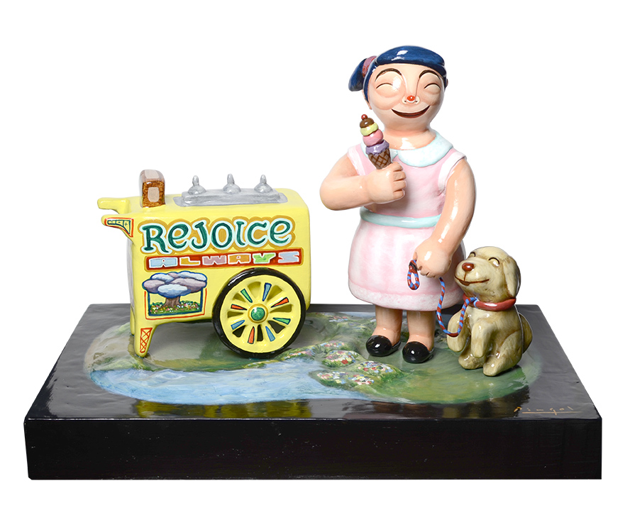Girl with Ice cream and puppy, 2